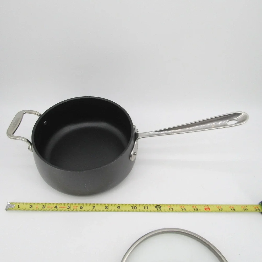All-Clad Hard Anodized Nonstick 3.5 Qt Saucepan with Lid Induction Gray 3.3L
